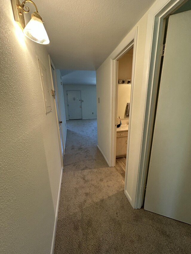 900 Mountain Creek Rd Unit C38, Chattanooga, TN 37405 - corridor featuring carpet floors, a textured ceiling, and electric panel