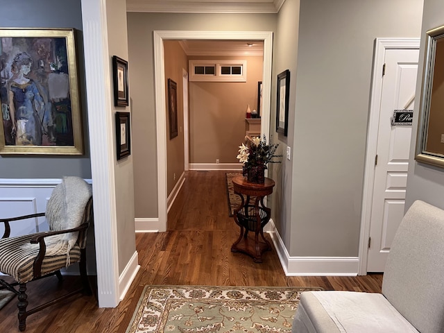8712 Brow Lake Rd, Soddy Daisy, TN 37379 - hallway with crown molding and wood finished floors