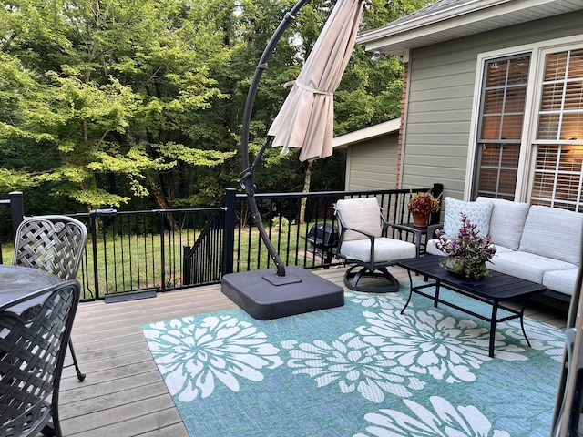 8712 Brow Lake Rd, Soddy Daisy, TN 37379 - wooden terrace featuring an outdoor hangout area