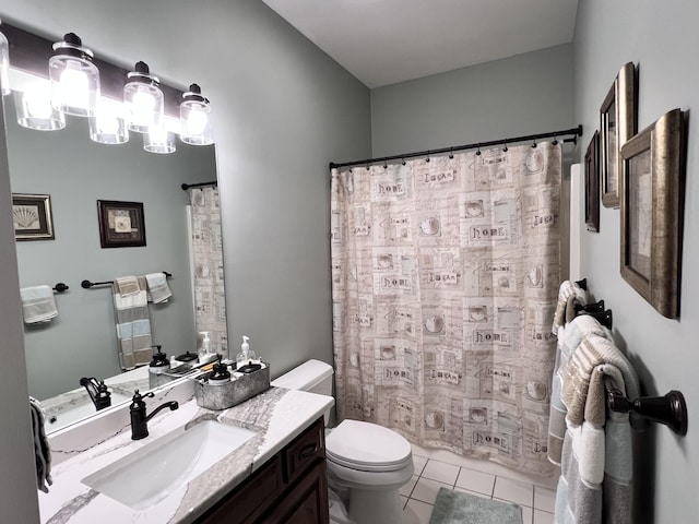 8712 Brow Lake Rd, Soddy Daisy, TN 37379 - full bathroom featuring vanity, tile patterned floors, and a shower with curtain