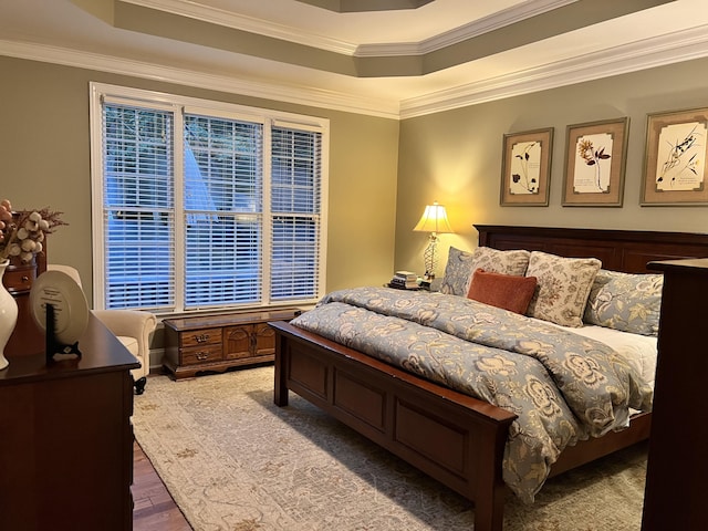 8712 Brow Lake Rd, Soddy Daisy, TN 37379 - bedroom with a tray ceiling, ornamental molding, and wood finished floors