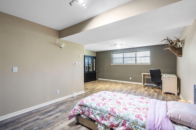 7700 Dune Ln, Hixson, TN 37343 - bedroom with track lighting, wood finished floors, and a textured ceiling
