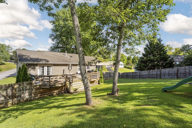 7700 Dune Ln, Hixson, TN 37343 - fenced backyard featuring a wooden deck