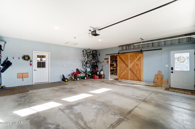 garage with a garage door opener