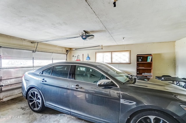 garage with a garage door opener