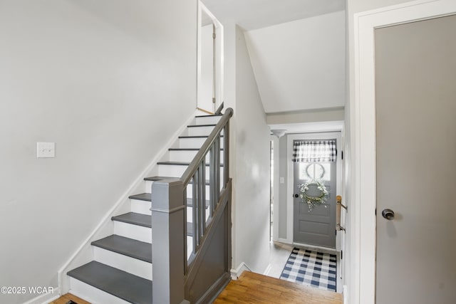 800 S Tyler St, Van Wert, OH 45891 - stairs featuring baseboards and wood finished floors
