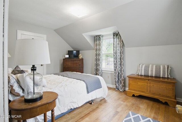 800 S Tyler St, Van Wert, OH 45891 - bedroom featuring wood-type flooring, lofted ceiling, and baseboards