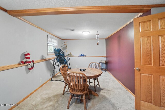 1543 Wonderlick Rd, Lima, OH 45805 - dining area featuring carpet floors, crown molding, and baseboards