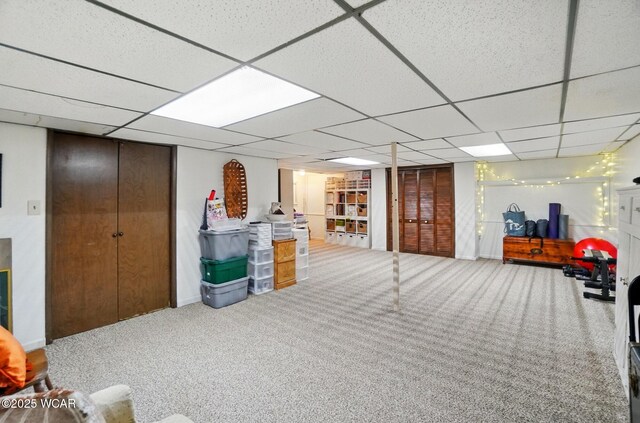 2357 London Dr, Lima, OH 45805 - finished basement featuring carpet flooring and a drop ceiling