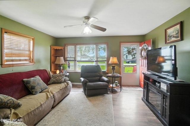 5176 Norfolk St, Lima, OH 45806 - living area featuring wood finished floors and ceiling fan