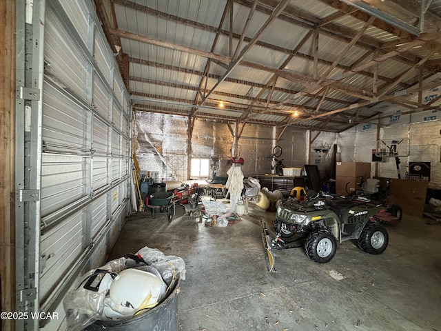 garage with metal wall