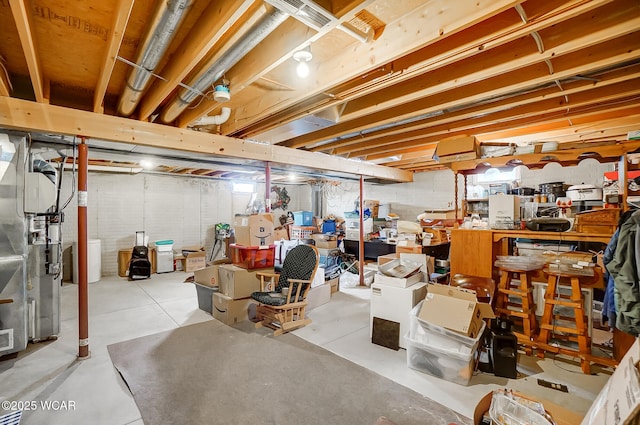 view of unfinished basement
