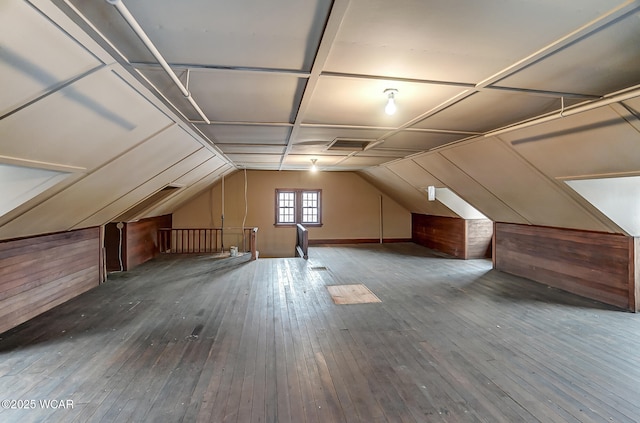 118 Boyd Ave, Van Wert, OH 45891 - additional living space featuring wood-type flooring, wood walls, and vaulted ceiling