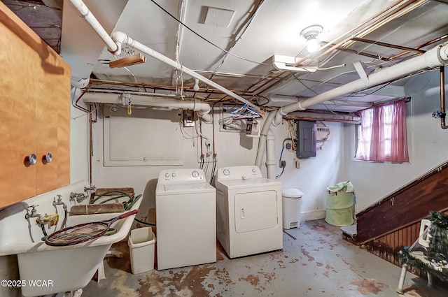 118 Boyd Ave, Van Wert, OH 45891 - laundry area with washing machine and clothes dryer and electric panel