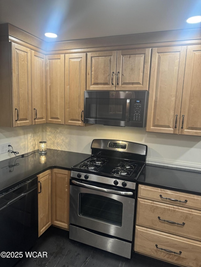 kitchen featuring gas stove and black dishwasher