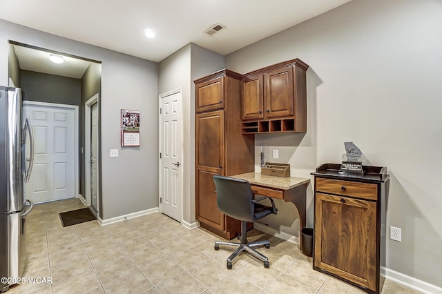 view of tiled office space