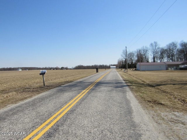 view of street with a rural view