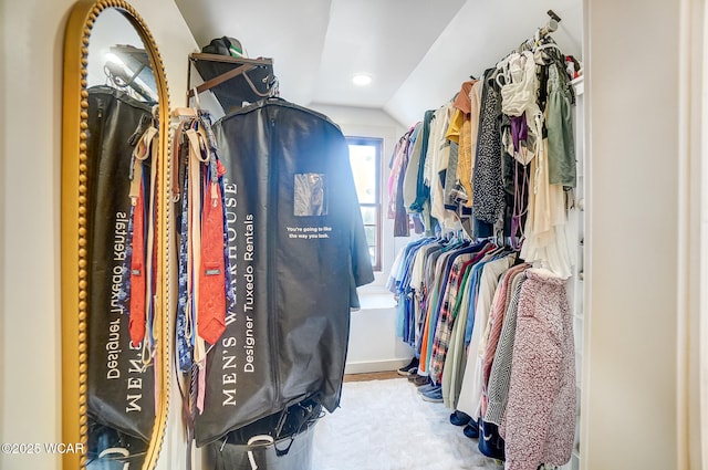 spacious closet with vaulted ceiling