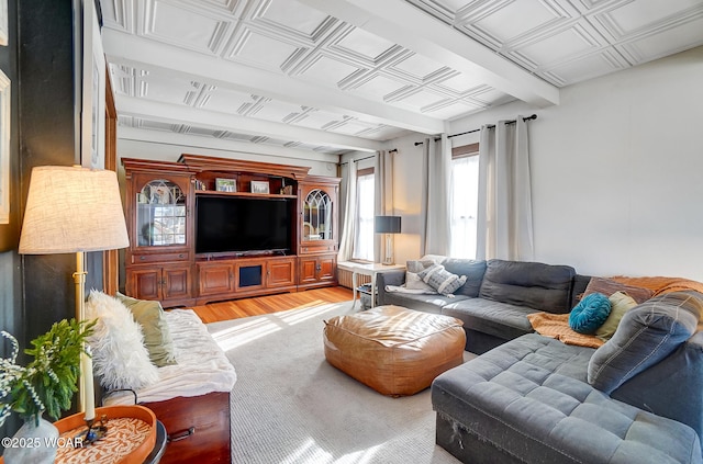 living room with light hardwood / wood-style floors