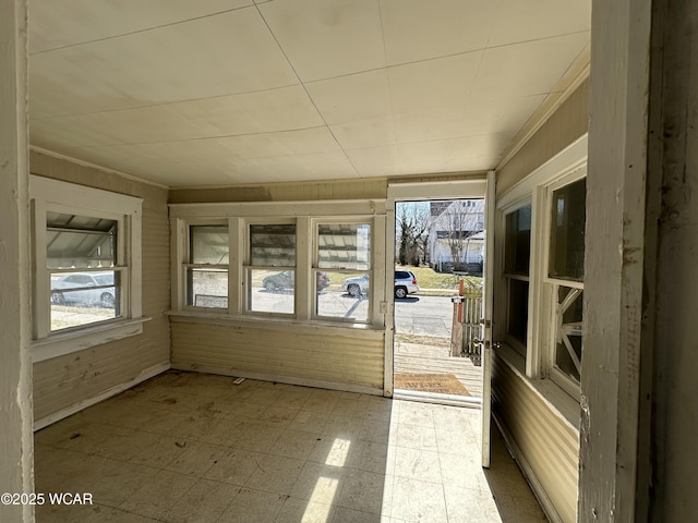 view of unfurnished sunroom