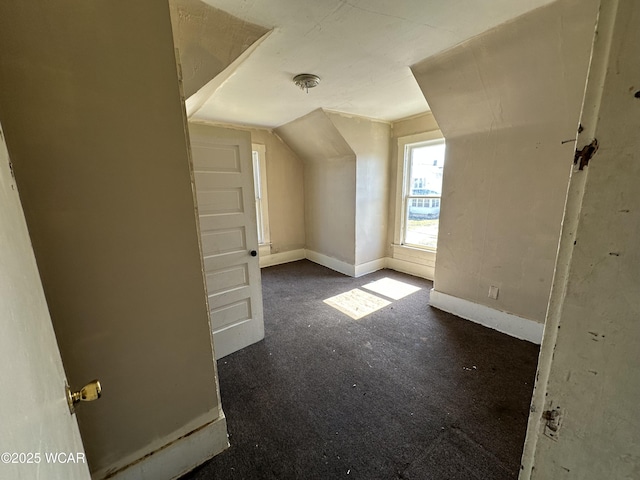 additional living space featuring baseboards and vaulted ceiling