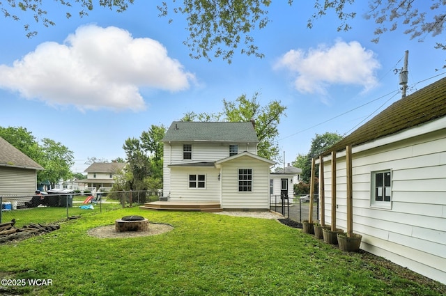418 S Judkins Ave, Lima, OH 45805 - back of house featuring an outdoor fire pit and a deck