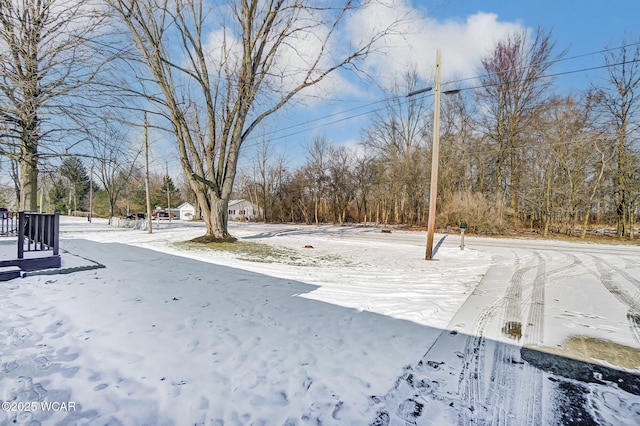 view of yard covered in snow