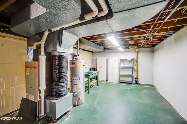 basement with water heater