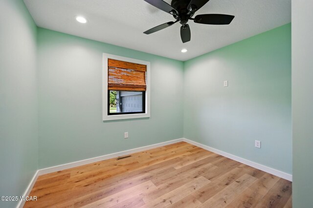 3485 Sugar Creek Rd, Lima, OH 45807 - unfurnished room with light wood-style flooring, recessed lighting, and ceiling fan