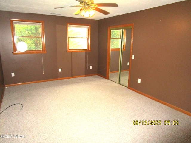 16255 Elevator Rd, Street, Forest, OH 45843 - spare room with a ceiling fan, plenty of natural light, and carpet flooring
