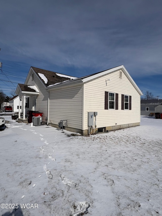 view of snow covered exterior