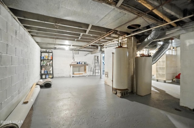 517 Marian Ave, Lima, OH 45801 - unfinished basement with gas water heater and concrete block wall