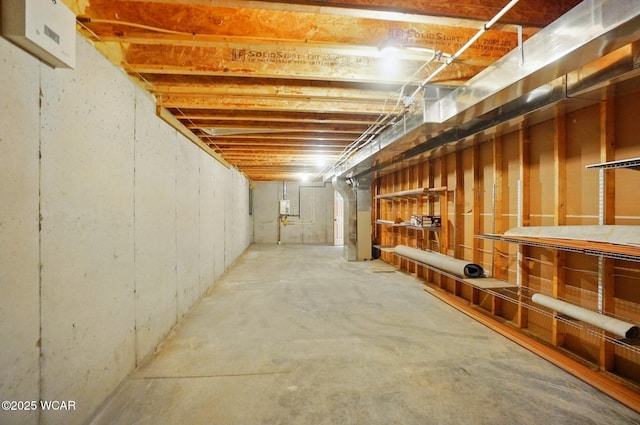 view of unfinished basement