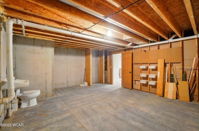 view of unfinished below grade area