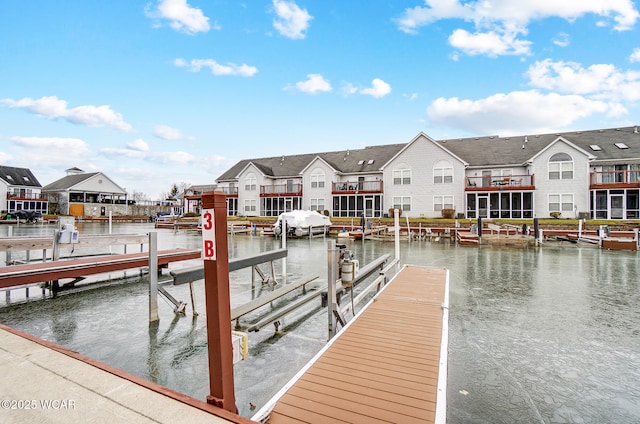 view of dock featuring a water view