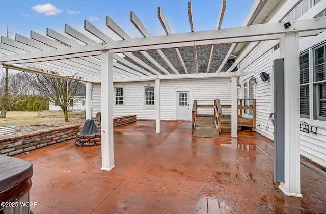 view of patio featuring a pergola