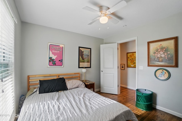 1826 W High St, Lima, OH 45805 - bedroom featuring baseboards, wood finished floors, and a ceiling fan