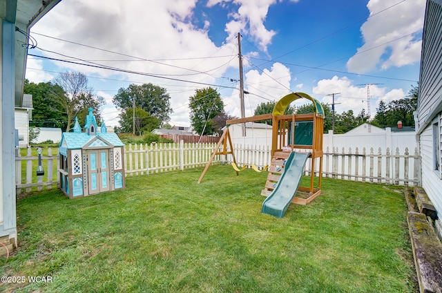 view of yard with a playground