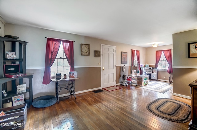 interior space with hardwood / wood-style floors