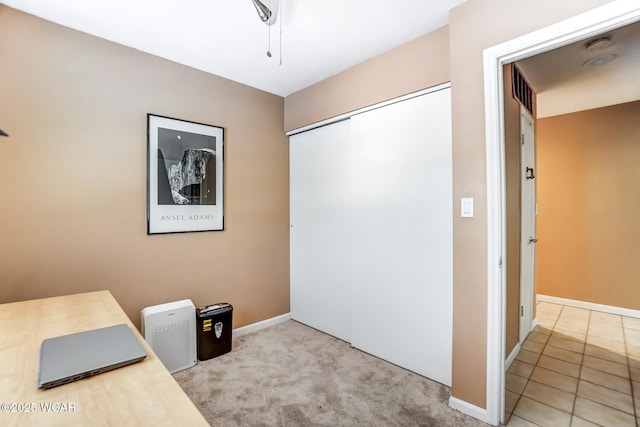 unfurnished office with light colored carpet