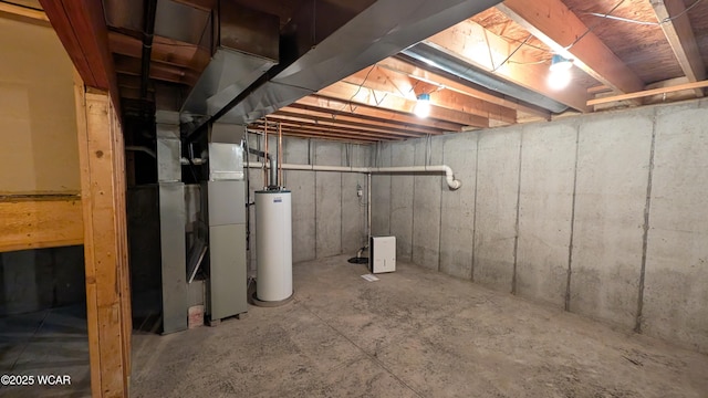 basement with gas water heater