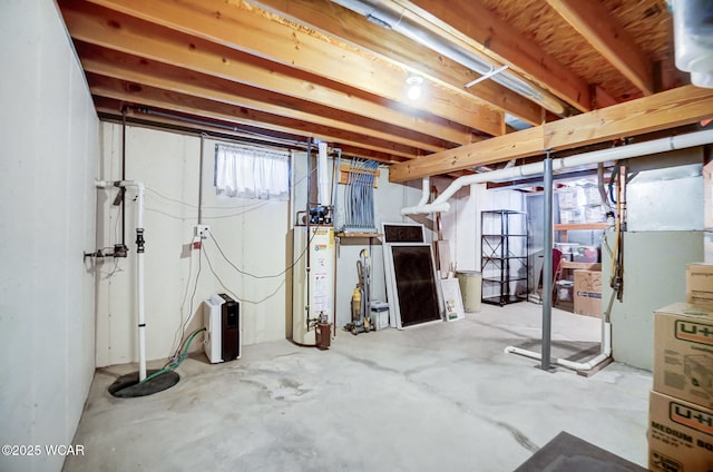 basement with gas water heater