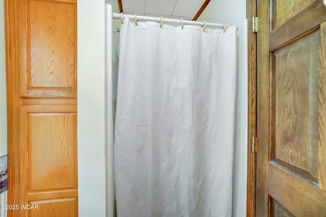 bathroom featuring a shower with curtain