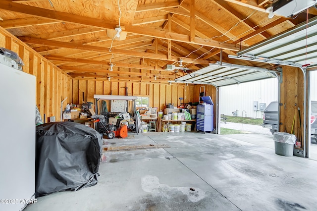 garage with a garage door opener