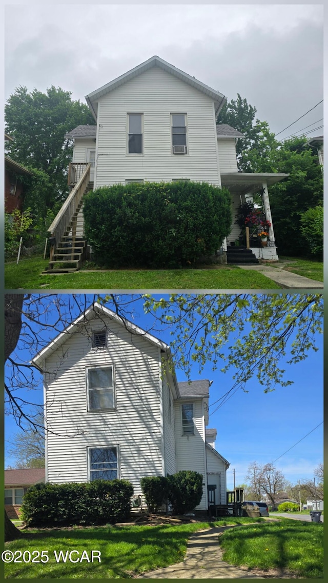 939 N W St, Lima, OH 45801 - view of swimming pool featuring stairway and a lawn