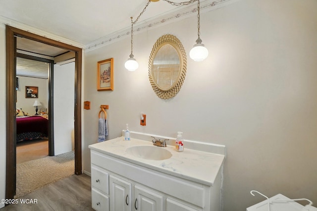 18698 Rd 48, Grover Hill, OH 45849 - bathroom featuring vanity and wood finished floors