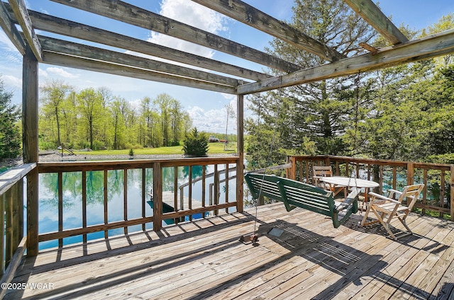 18698 Rd 48, Grover Hill, OH 45849 - wooden deck featuring a water view and view of wooded area