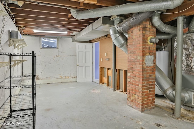 basement with water heater