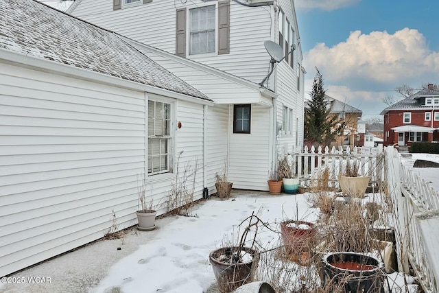 view of snow covered exterior