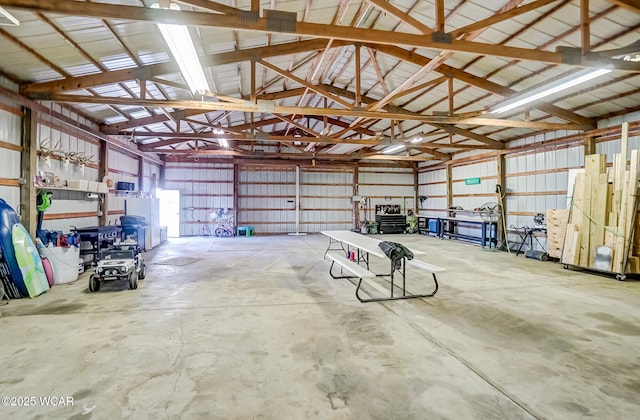 garage with metal wall